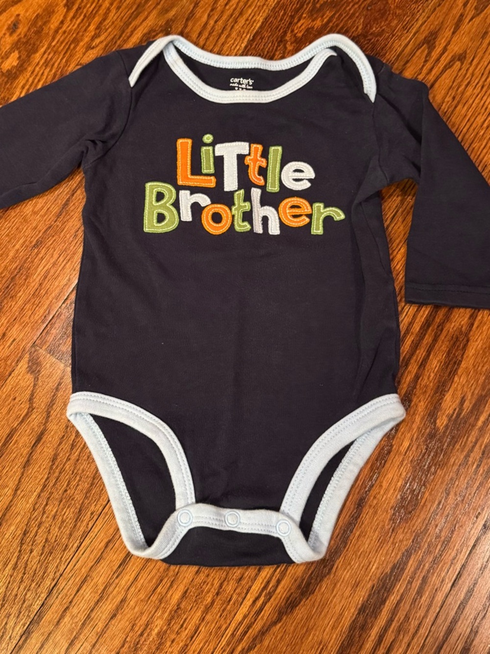 Carter's Navy 'Little Brother' Long-Sleeve One-Piece Bodysuit